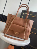 Chanel Shopping Bag Grained Calfskin & Gold-Tone Metal  AS6024 Brown