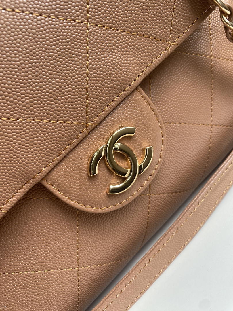 Chanel Shopping Bag Grained Calfskin & Gold-Tone Metal  AS6024 Brown