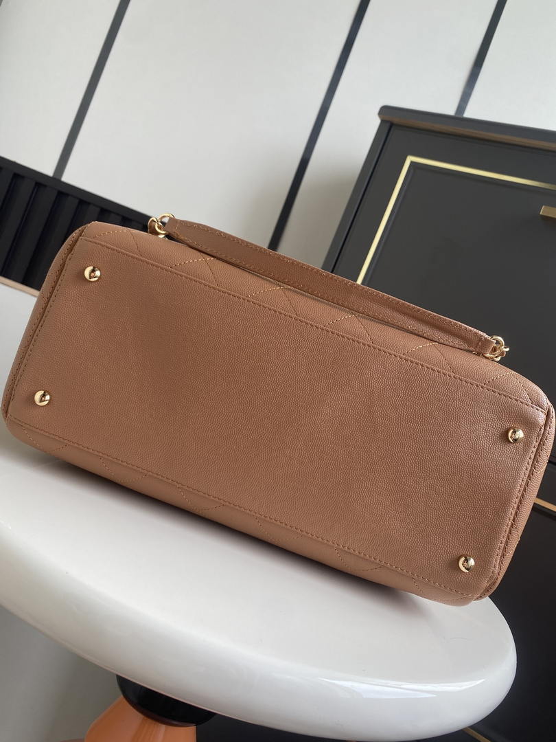 Chanel Shopping Bag Grained Calfskin & Gold-Tone Metal  AS6024 Brown