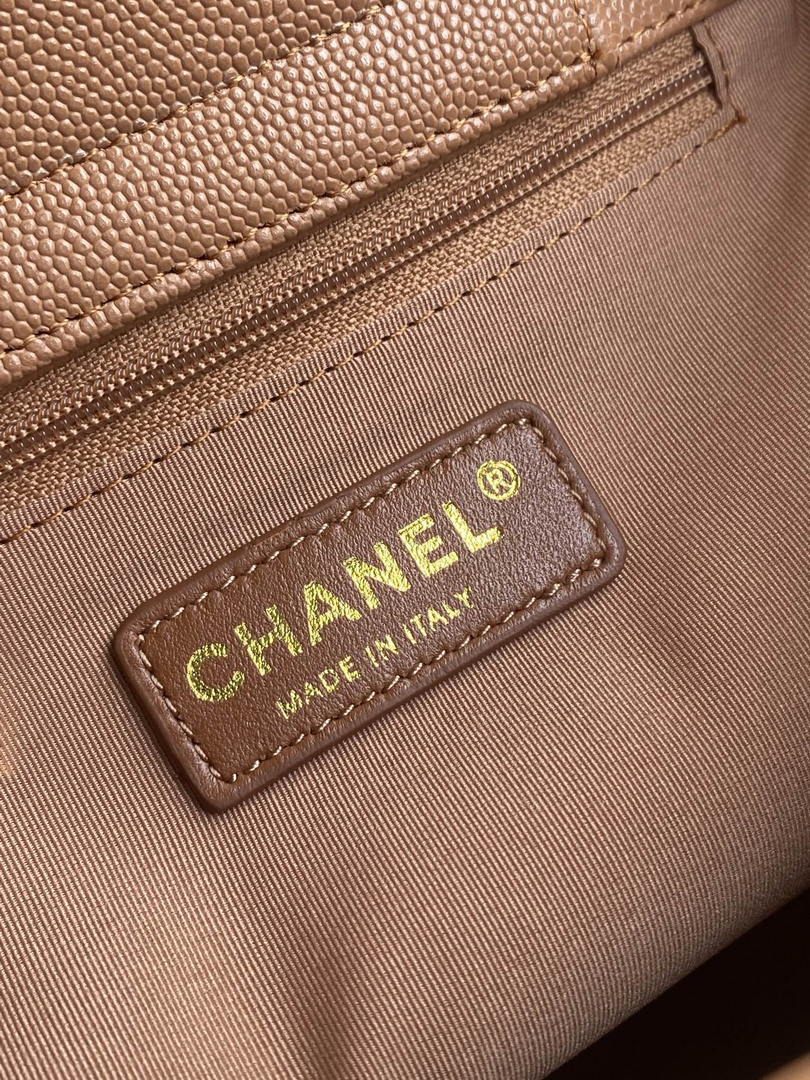Chanel Shopping Bag Grained Calfskin & Gold-Tone Metal  AS6024 Brown - Default Title - View 9