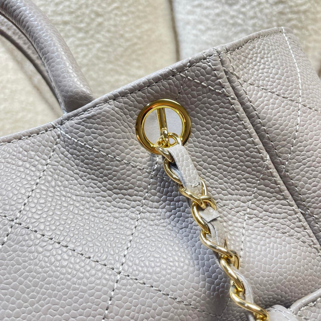 Chanel Shopping Bag Grained Calfskin & Gold-Tone Metal  AS6024 Gray