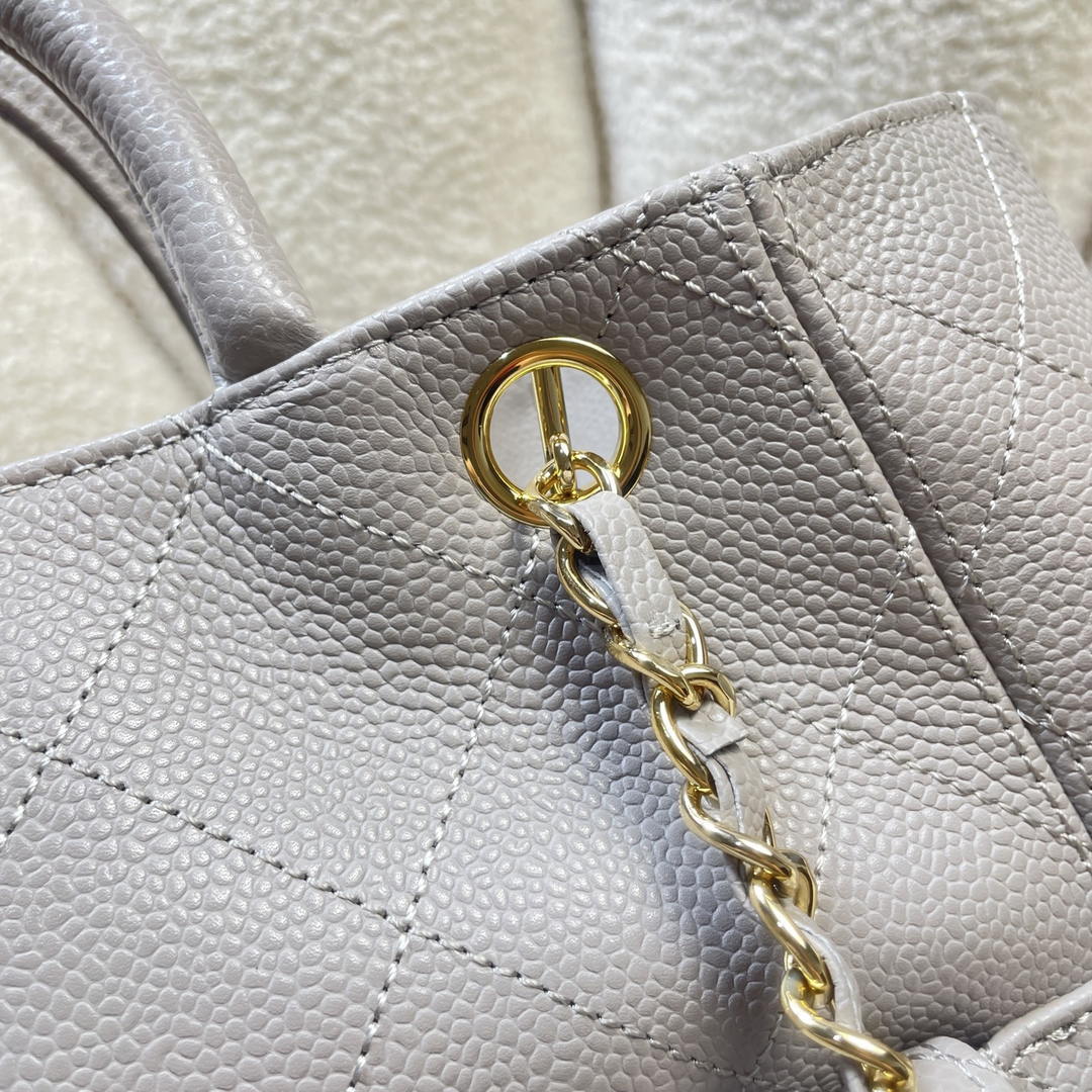 Chanel Shopping Bag Grained Calfskin & Gold-Tone Metal  AS6024 Gray - Default Title - View 7
