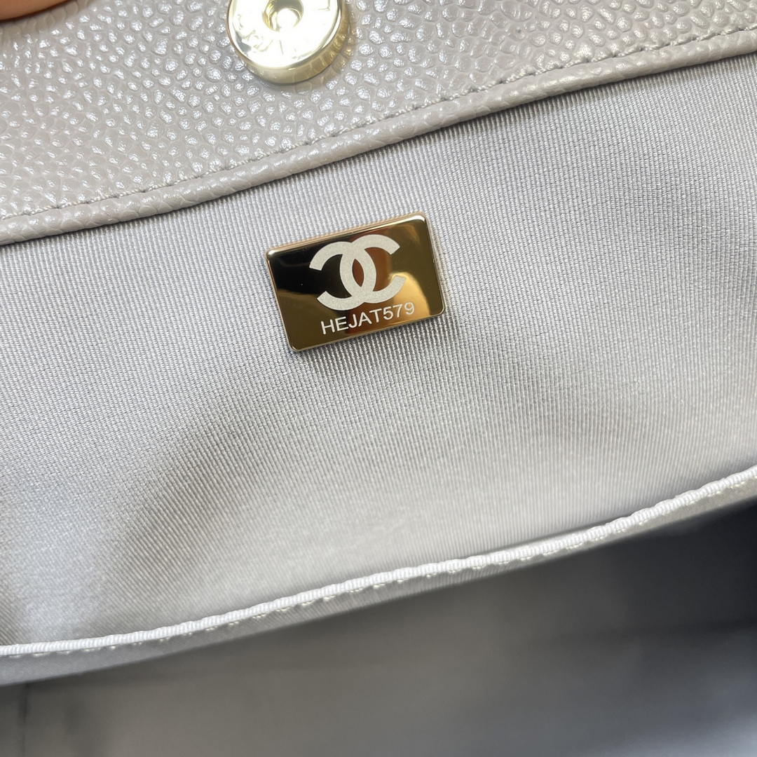 Chanel Shopping Bag Grained Calfskin & Gold-Tone Metal  AS6024 Gray