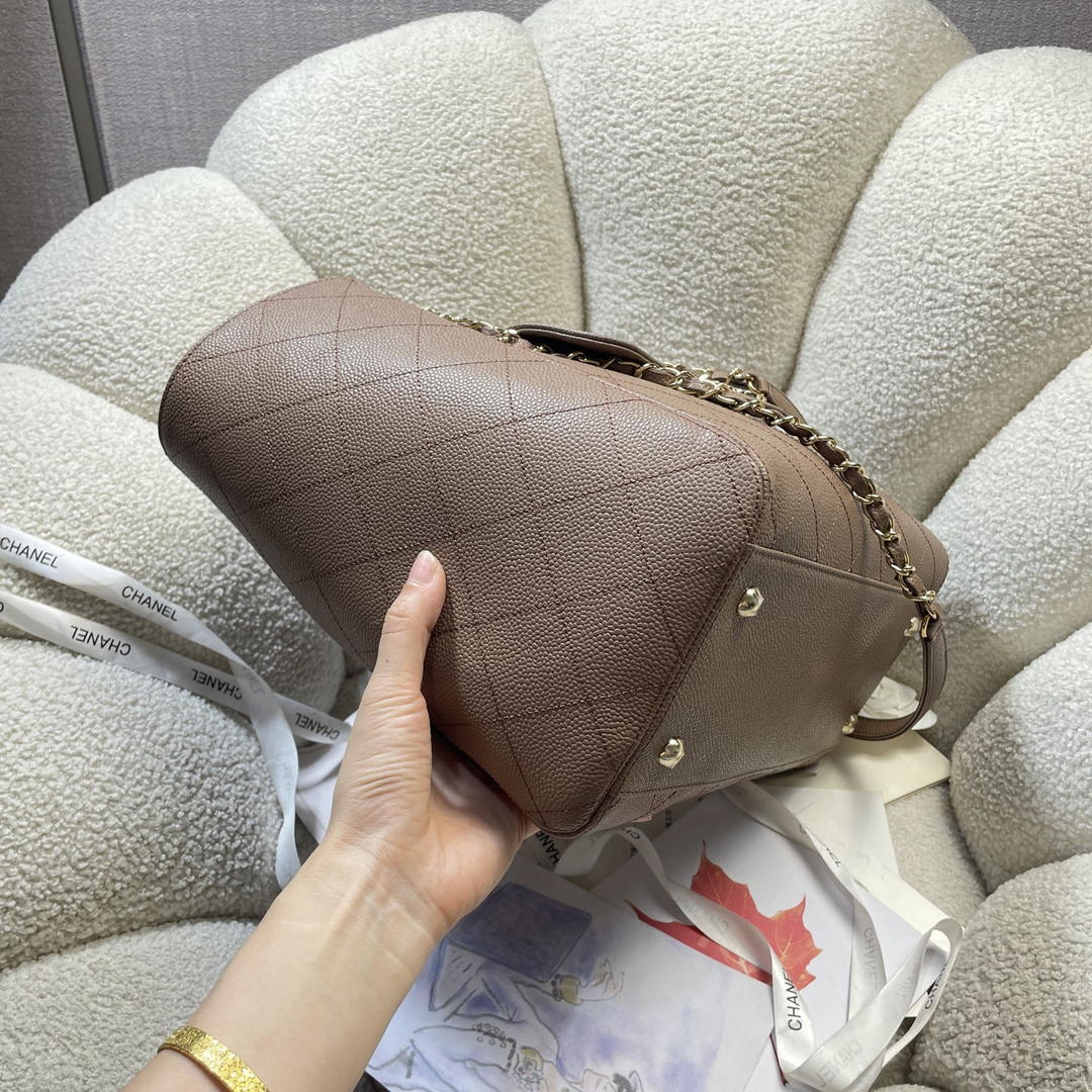 Chanel Shopping Bag Grained Calfskin & Gold-Tone Metal  AS6024 Light Brown - Default Title - View 3