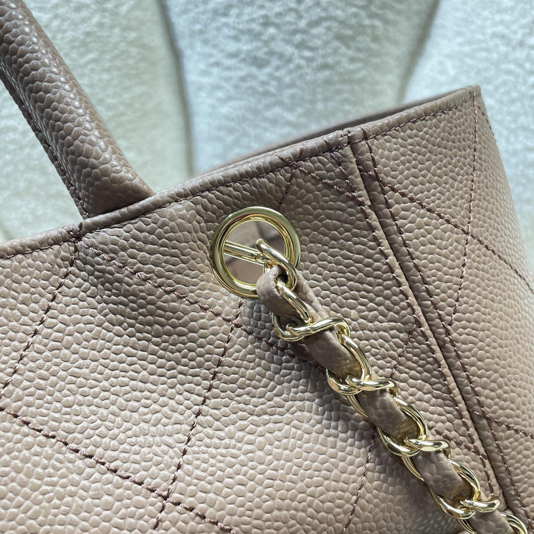 Chanel Shopping Bag Grained Calfskin & Gold-Tone Metal  AS6024 Light Brown