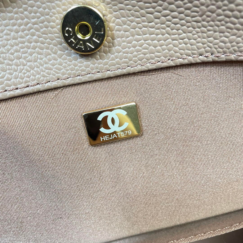 Chanel Shopping Bag Grained Calfskin & Gold-Tone Metal  AS6024 Light Brown