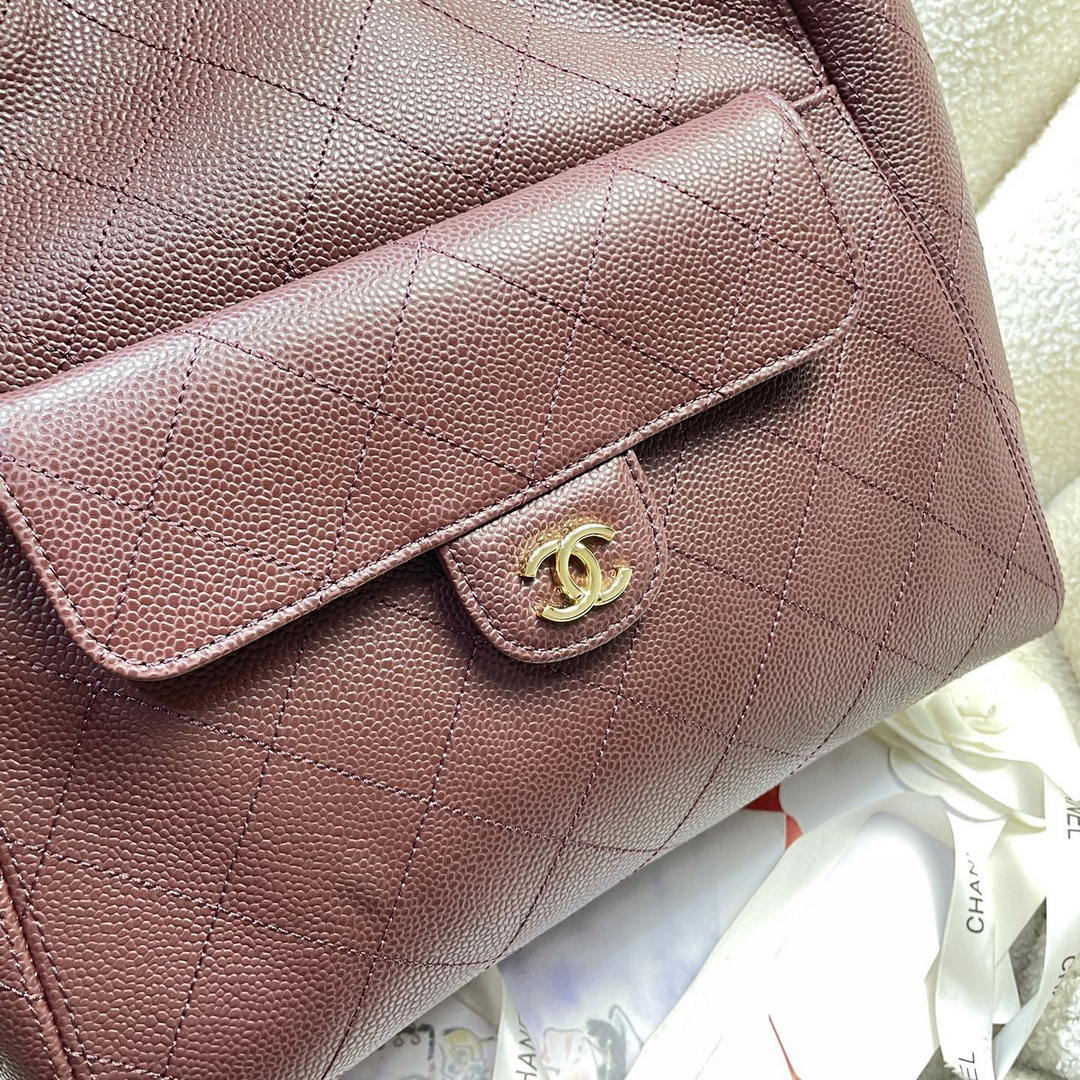 Chanel Shopping Bag Grained Calfskin & Gold-Tone Metal  AS6024 Wine Red - Default Title - View 5
