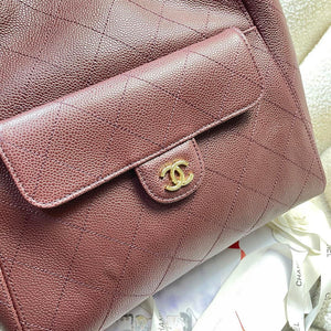 Chanel Shopping Bag Grained Calfskin & Gold-Tone Metal  AS6024 Wine Red - Default Title - View 5