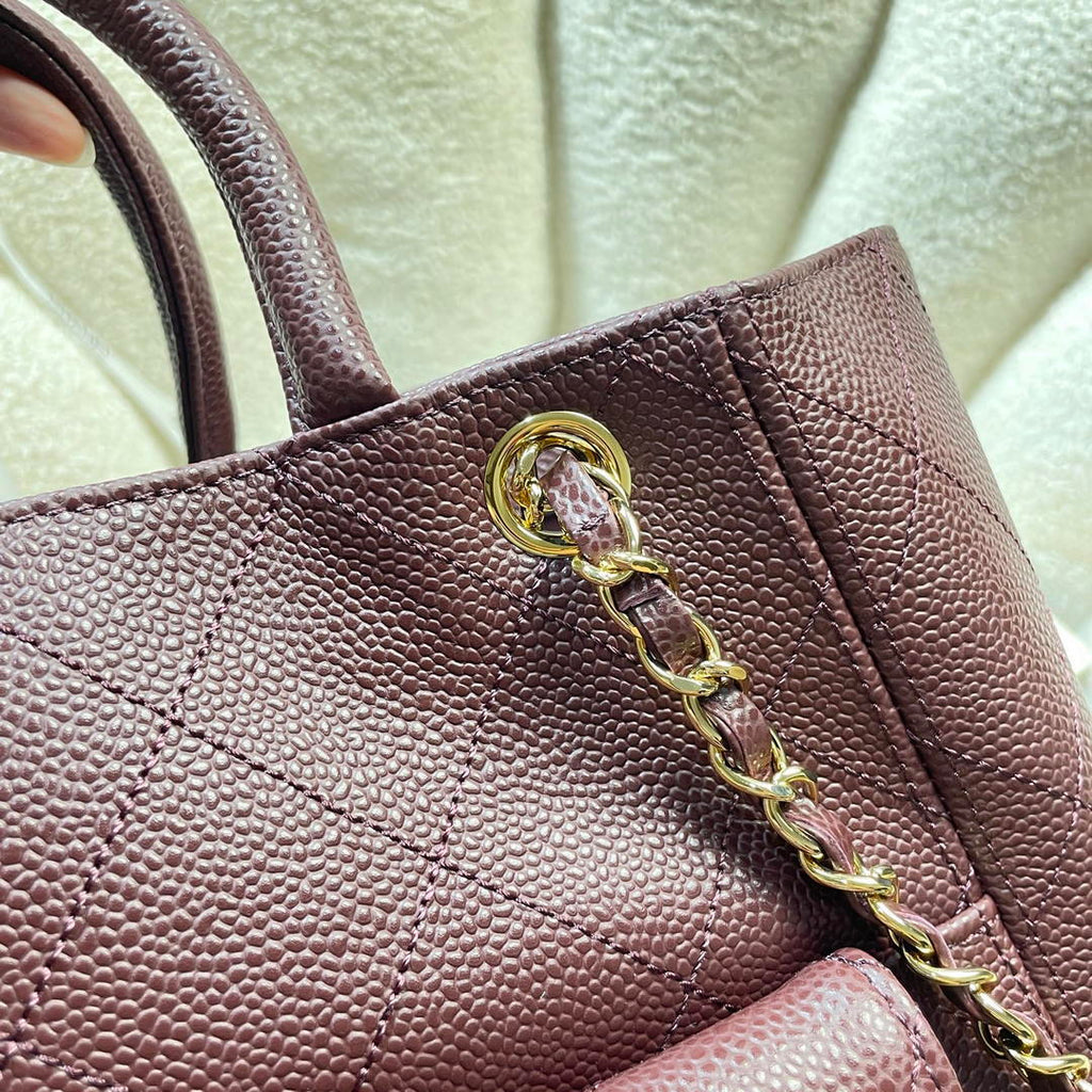 Chanel Shopping Bag Grained Calfskin & Gold-Tone Metal  AS6024 Wine Red