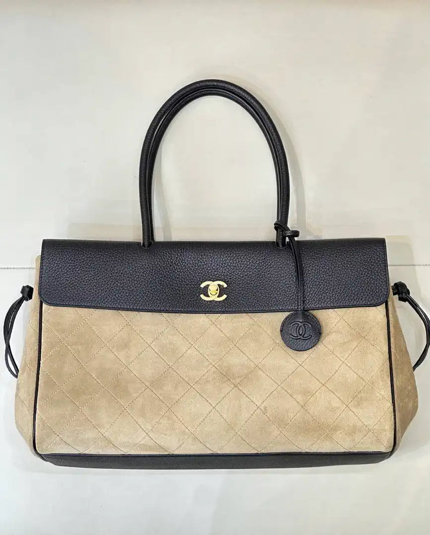 Chanel Shopping Bag  Suede Calfskin AS6428 Dark Beige & Black