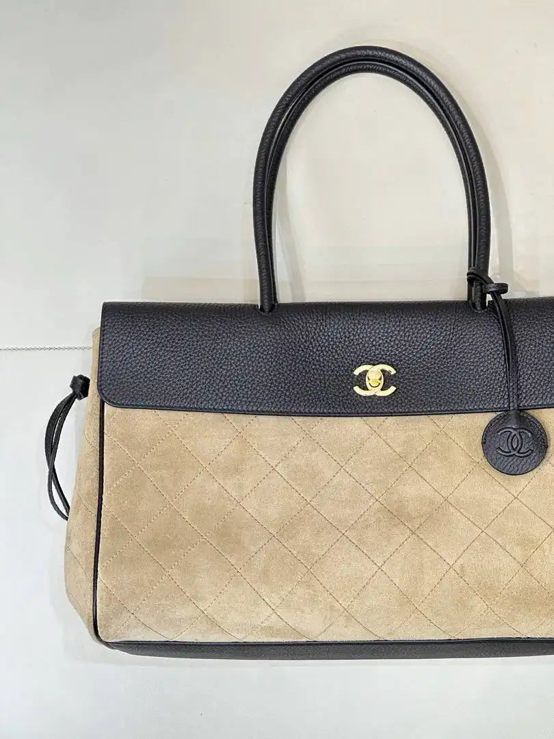 Chanel Shopping Bag  Suede Calfskin AS6428 Dark Beige & Black