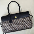 Chanel Shopping Bag Tweed &Calfskin AS6428 Gray Brown