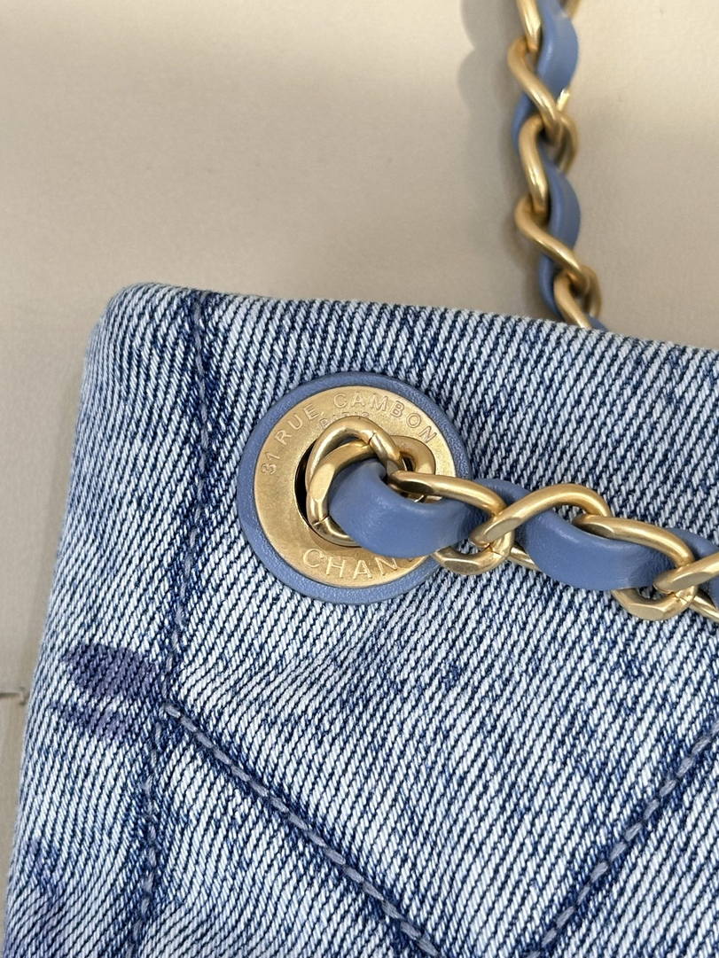 Chanel Shopping Hobo Bag 25K Denim Canvas AS5740 Blue