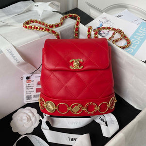 Chanel Small Backpack AS4275 Calfskin & Gold-Tone Metal Red - Default Title - View 1