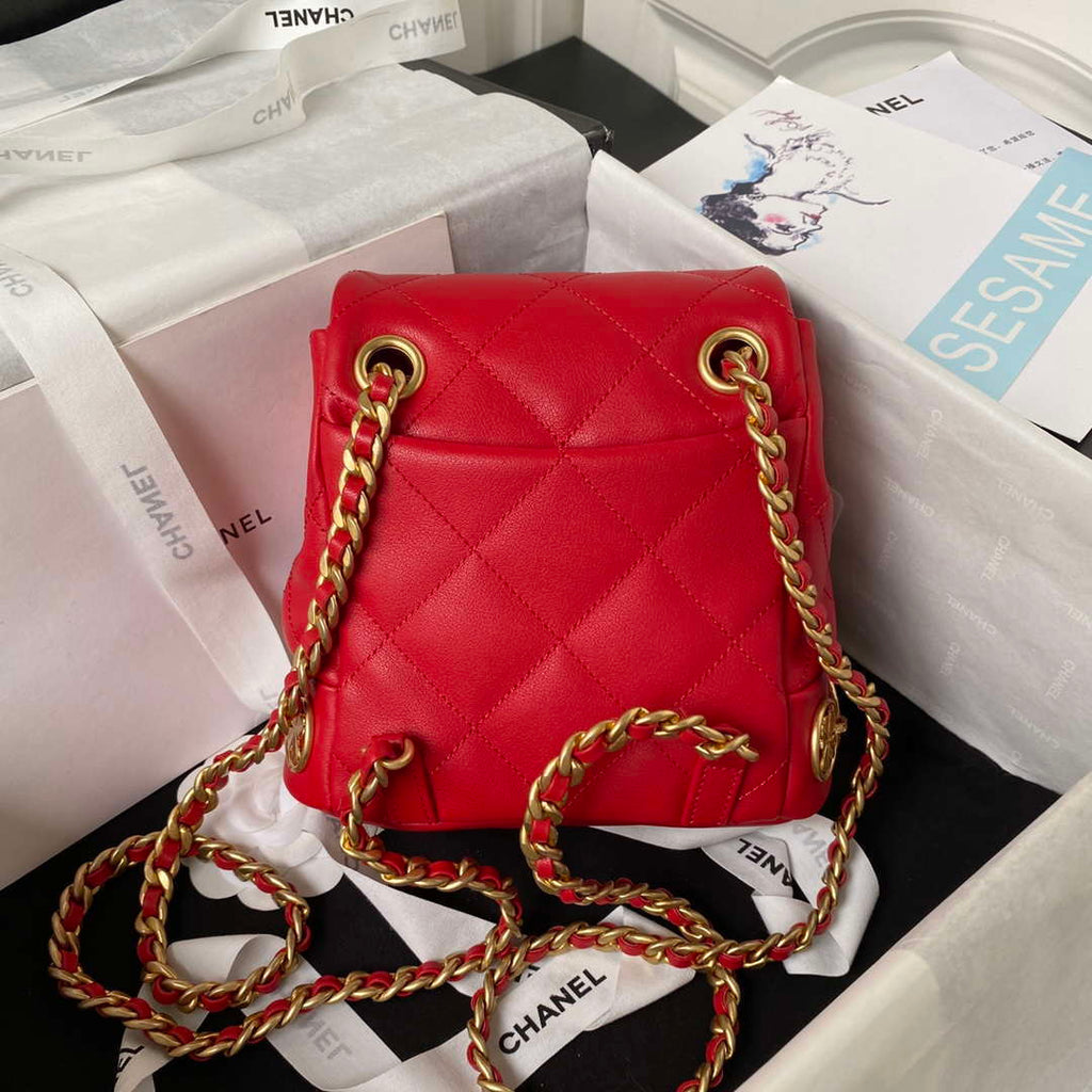 Chanel Small Backpack AS4275 Calfskin & Gold-Tone Metal Red