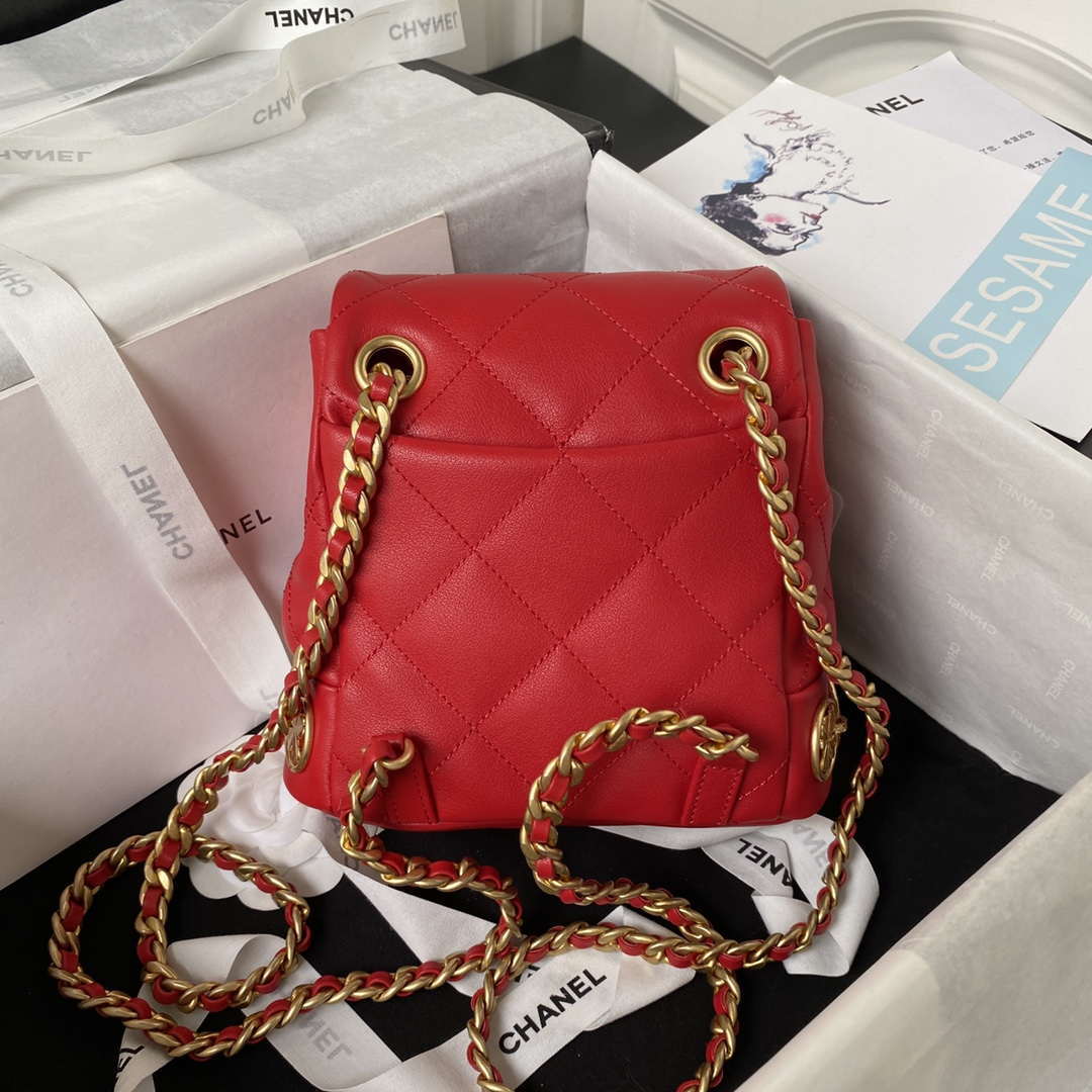 Chanel Small Backpack AS4275 Calfskin & Gold-Tone Metal Red - Default Title - View 2