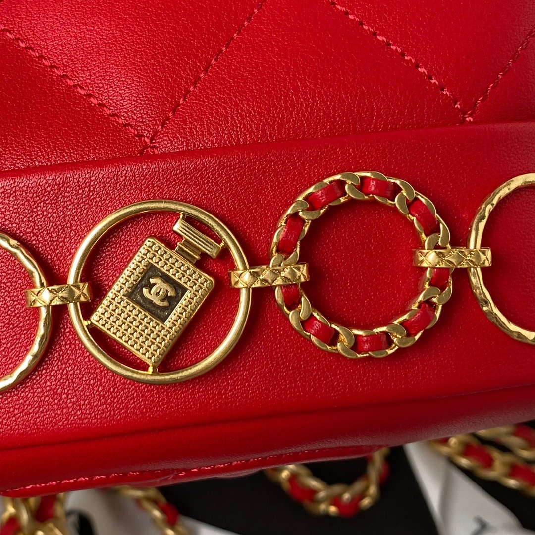 Chanel Small Backpack AS4275 Calfskin & Gold-Tone Metal Red - Default Title - View 5
