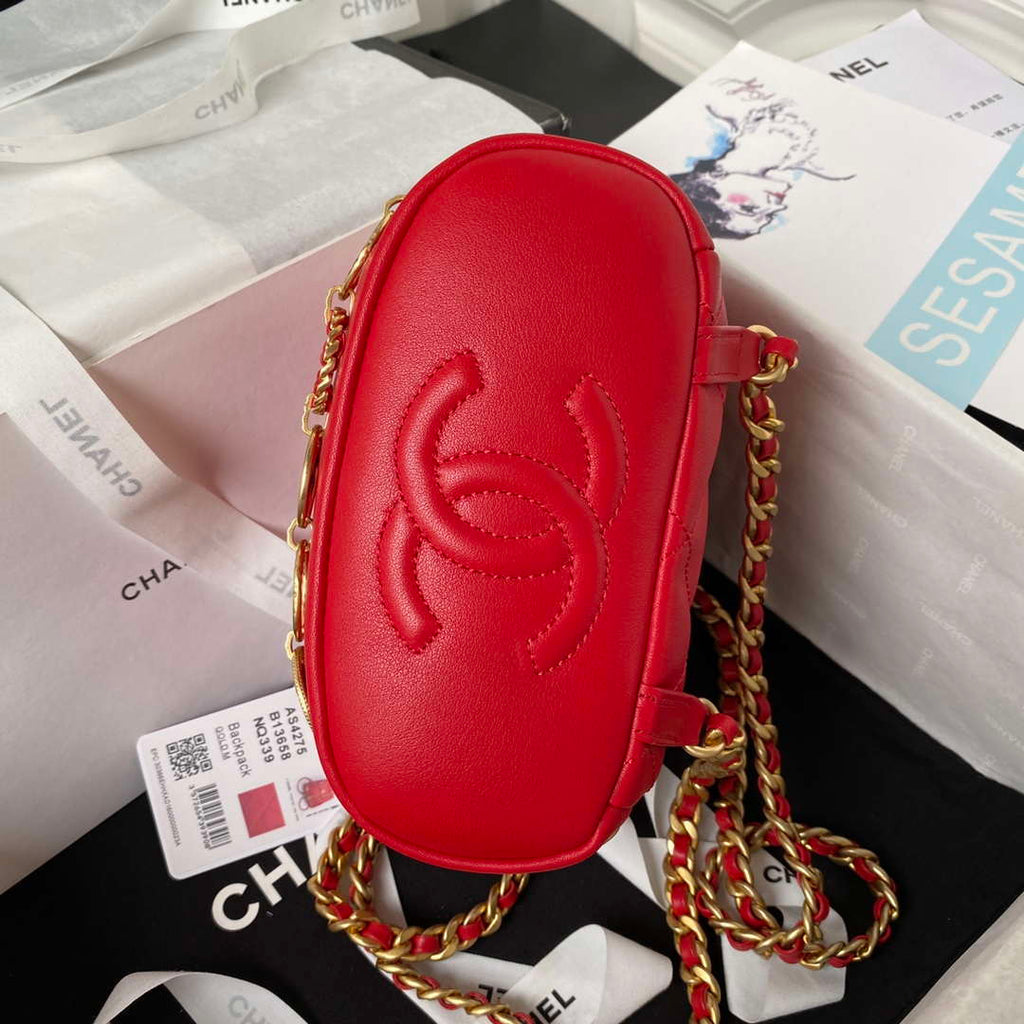 Chanel Small Backpack AS4275 Calfskin & Gold-Tone Metal Red