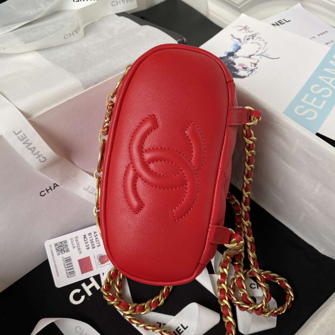 Chanel Small Backpack AS4275 Calfskin & Gold-Tone Metal Red - Default Title - View 6