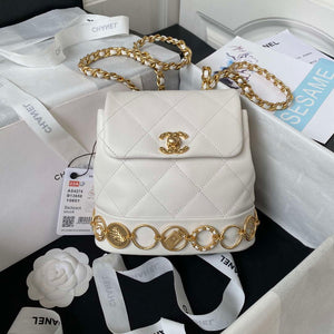 Chanel Small Backpack AS4275 Calfskin & Gold-Tone Metal White - Default Title - View 1