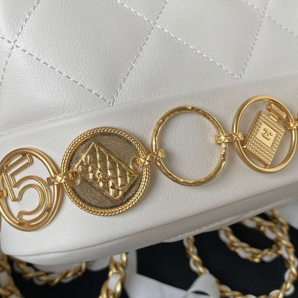 Chanel Small Backpack AS4275 Calfskin & Gold-Tone Metal White