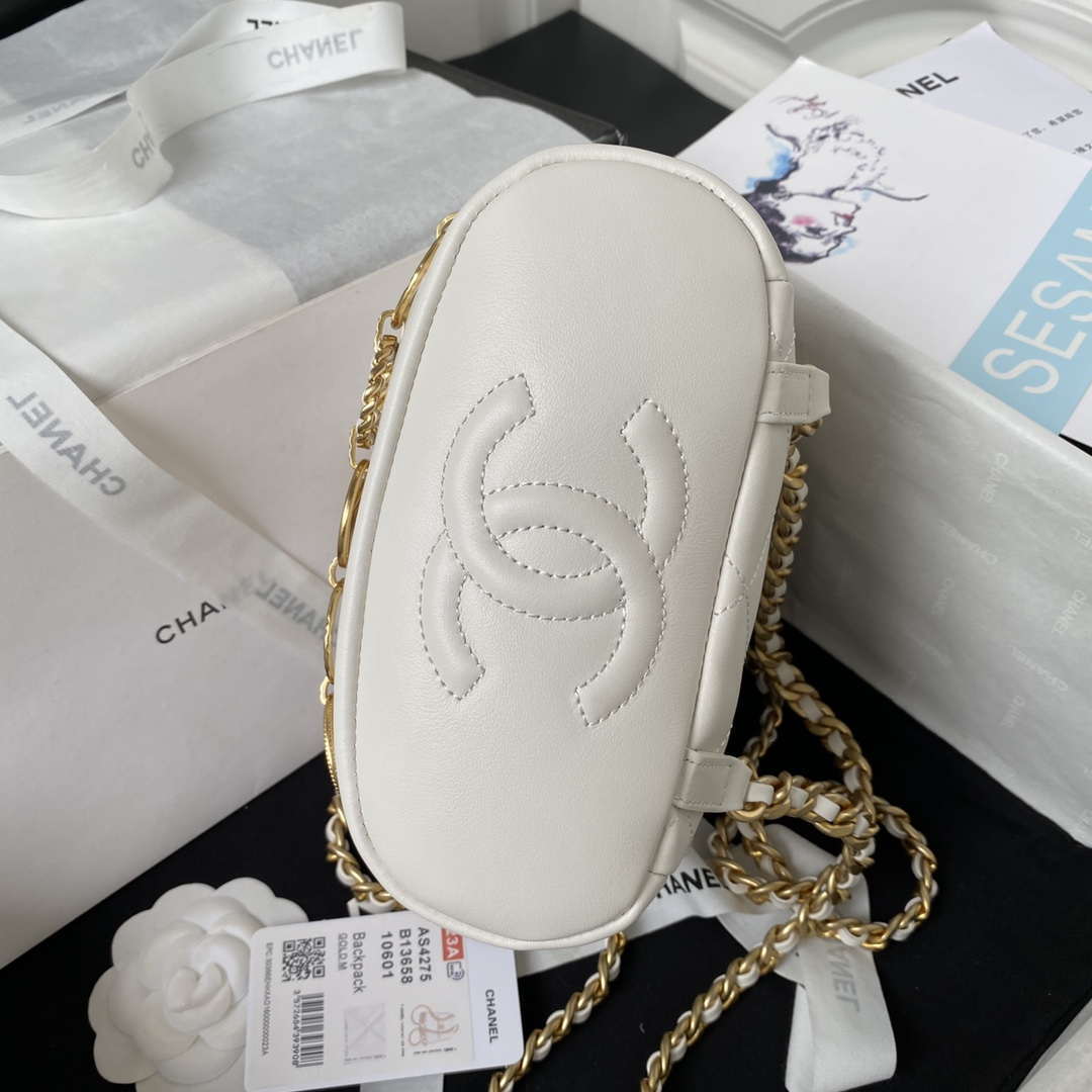 Chanel Small Backpack AS4275 Calfskin & Gold-Tone Metal White