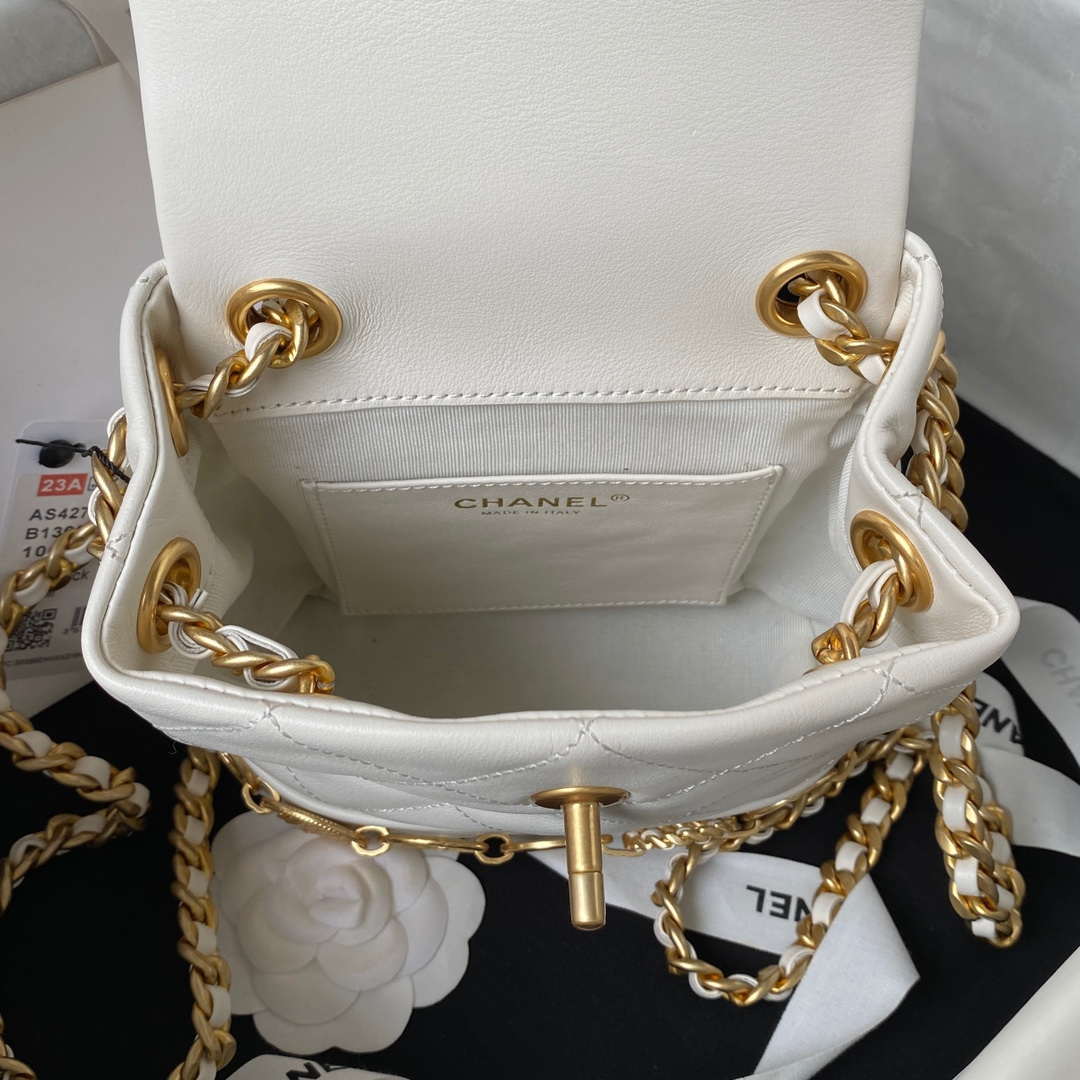Chanel Small Backpack AS4275 Calfskin & Gold-Tone Metal White - Default Title - View 7