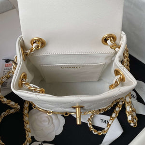 Chanel Small Backpack AS4275 Calfskin & Gold-Tone Metal White - Default Title - View 7