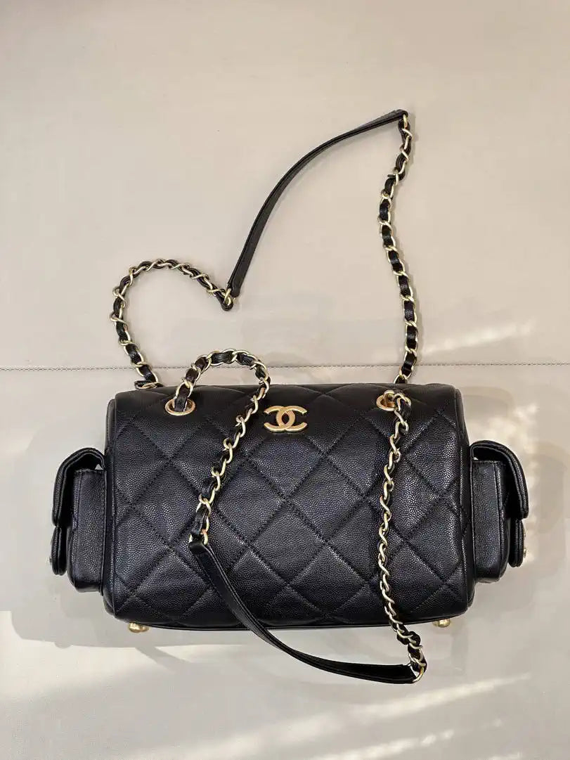 Chanel Small Bowling Bag Calfskin Leather AS5792 Black