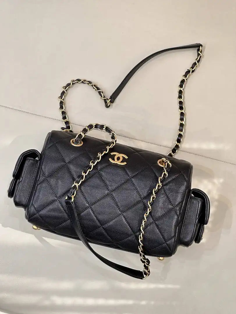 Chanel Small Bowling Bag Calfskin Leather AS5792 Black