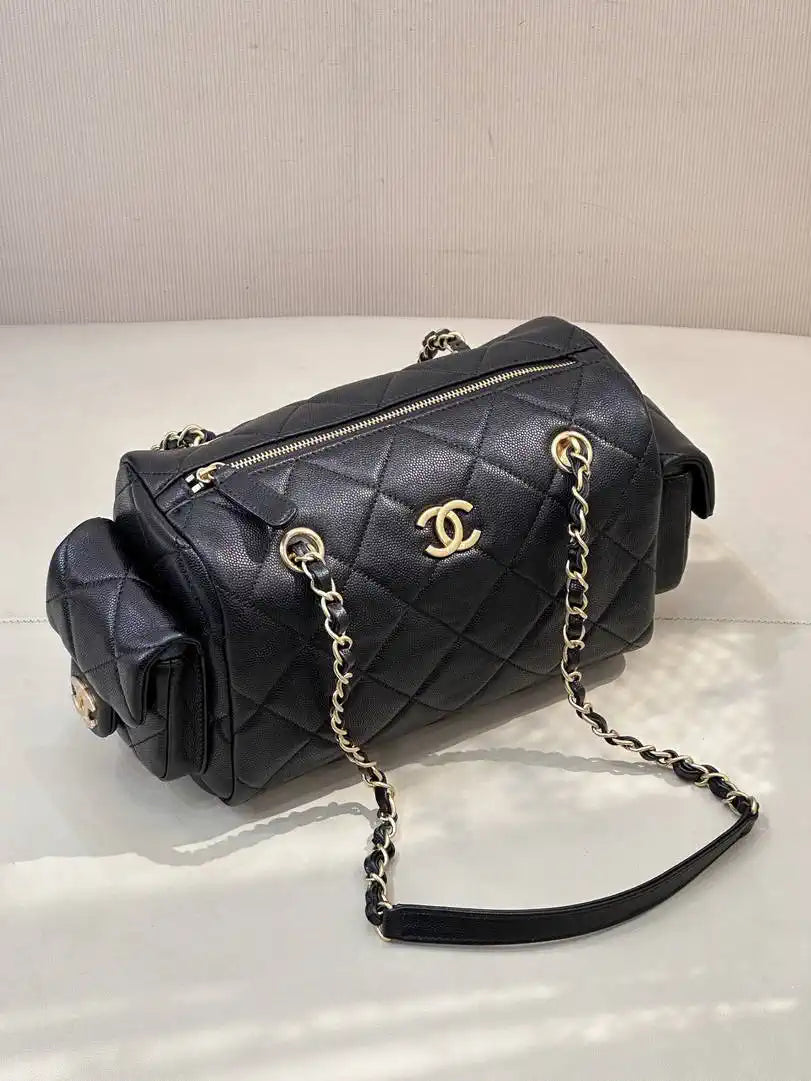 Chanel Small Bowling Bag Calfskin Leather AS5792 Black