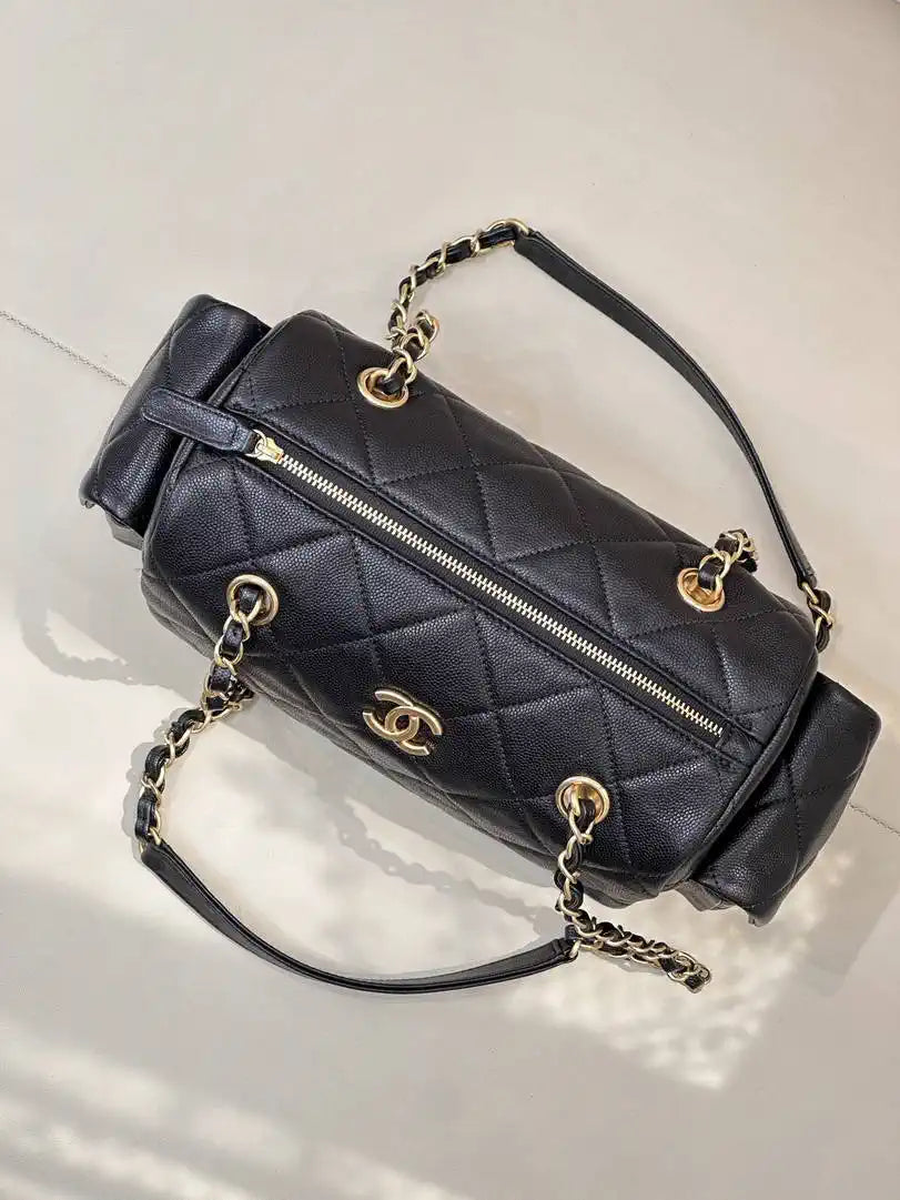 Chanel Small Bowling Bag Calfskin Leather AS5792 Black