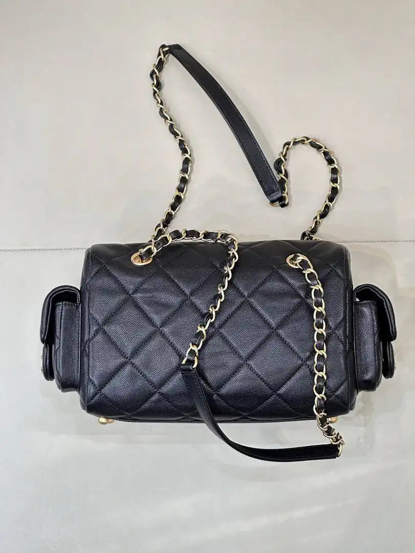 Chanel Small Bowling Bag Calfskin Leather AS5792 Black