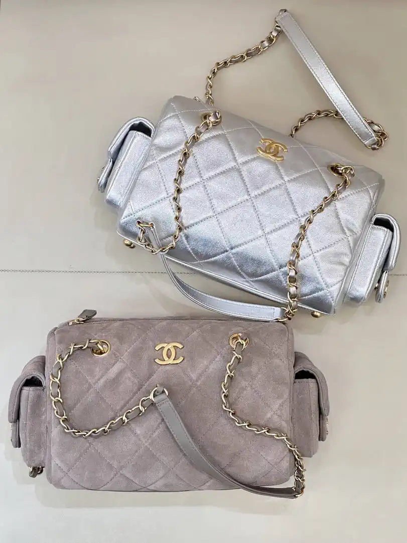 Chanel Small Bowling Bag Calfskin Leather AS5792 Silver