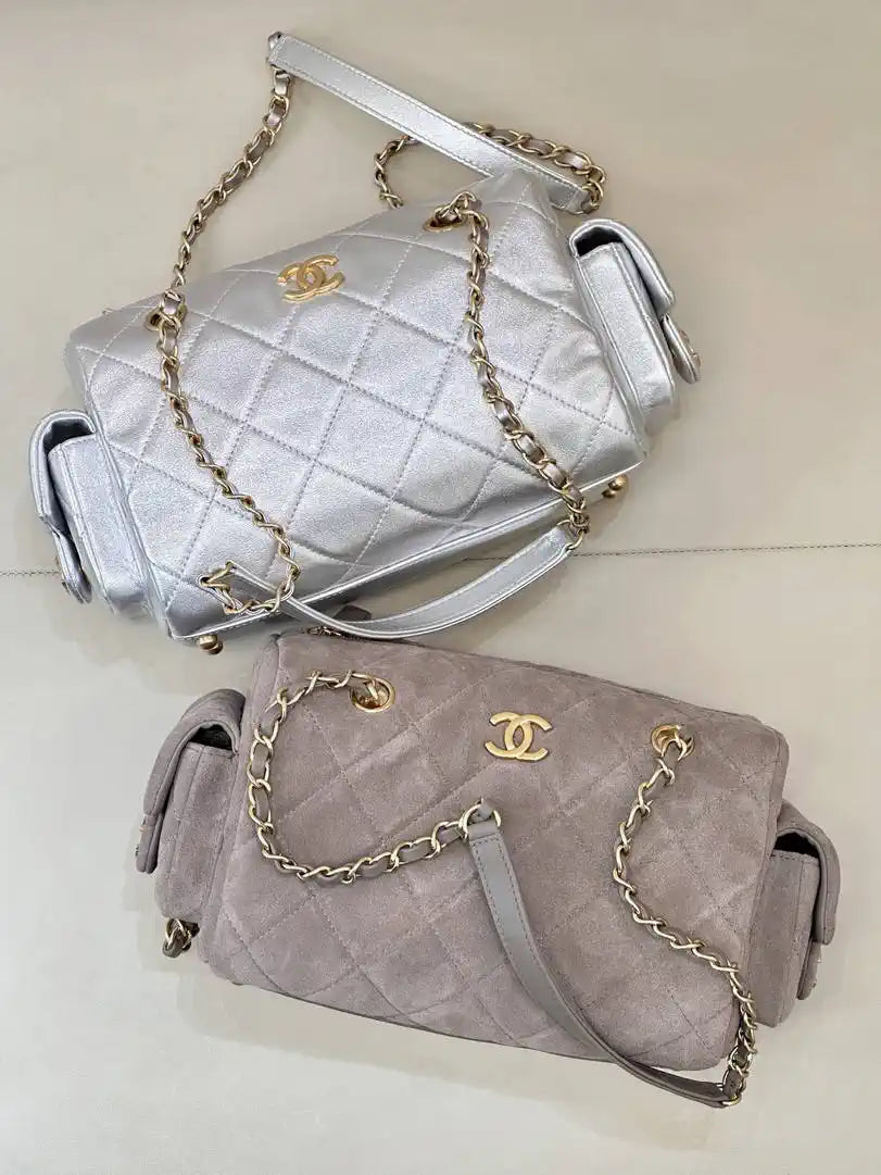 Chanel Small Bowling Bag Calfskin Leather AS5792 Silver