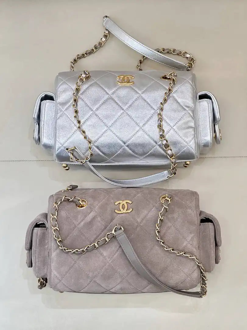 Chanel Small Bowling Bag Calfskin Leather AS5792 Silver