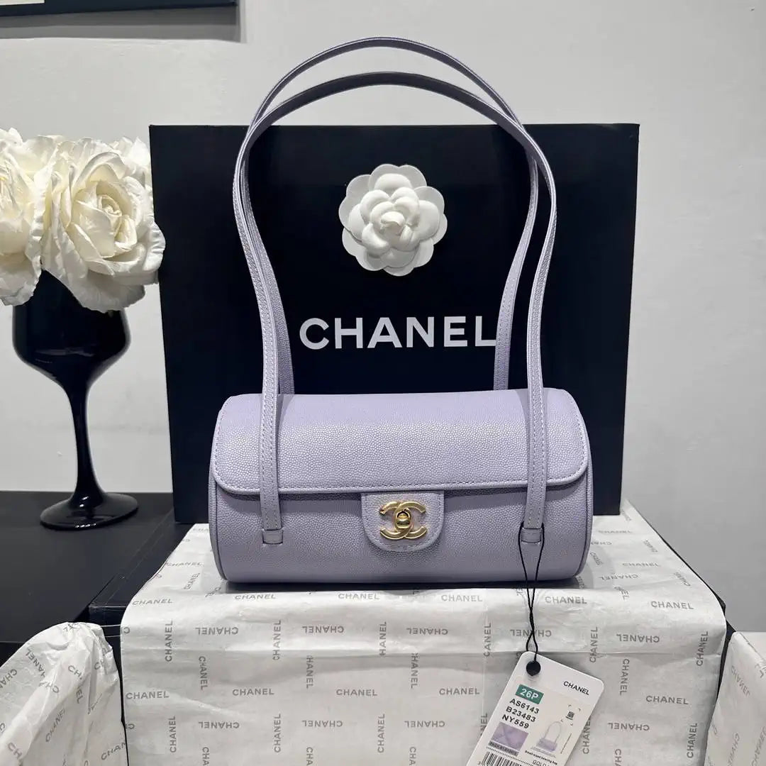 Chanel Small Bowling Bag Grained Shiny Calfskin AS6143 Light Purple - Default Title - View 2