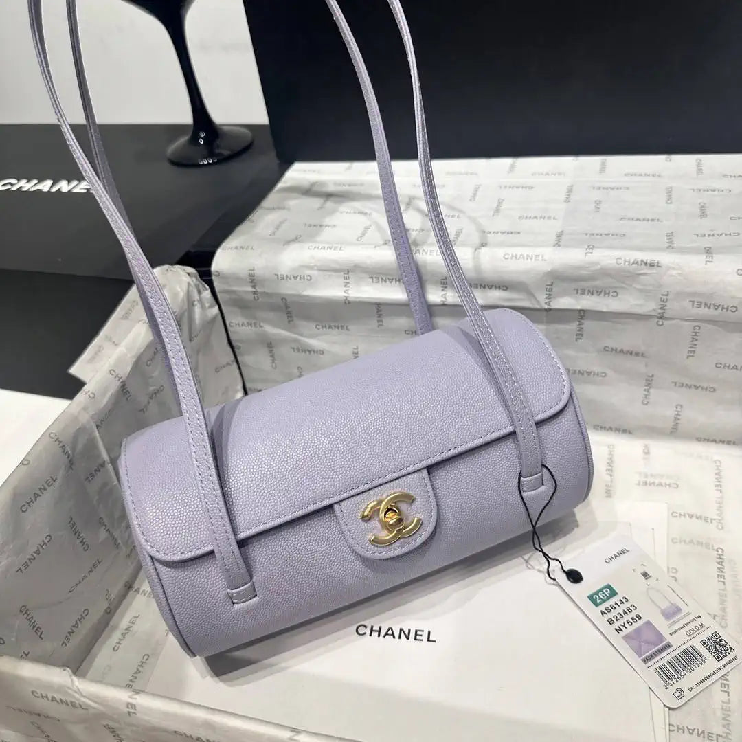 Chanel Small Bowling Bag Grained Shiny Calfskin AS6143 Light Purple - Default Title - View 3