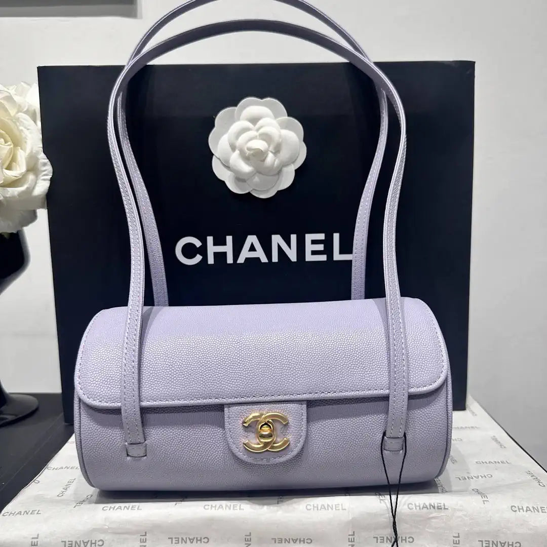 Chanel Small Bowling Bag Grained Shiny Calfskin AS6143 Light Purple - Default Title - View 4