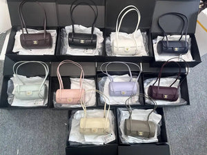 Chanel Small Bowling Bag Grained Shiny Calfskin AS6143 Light Purple - Default Title - View 1