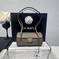 Chanel Small Bowling Bag Grained Shiny Calfskin AS6143 Gray - Default Title - View 1