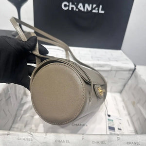 Chanel Small Bowling Bag Grained Shiny Calfskin AS6143 Gray - Default Title - View 5