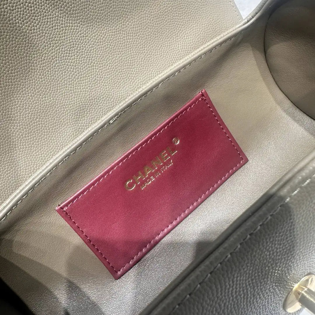 Chanel Small Bowling Bag Grained Shiny Calfskin AS6143 Gray - Default Title - View 8