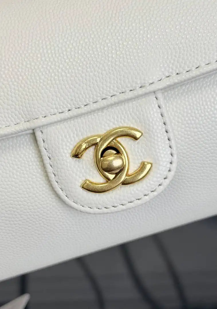 Chanel Small Bowling Bag Grained Shiny Calfskin AS6143 Whtie - Default Title - View 4