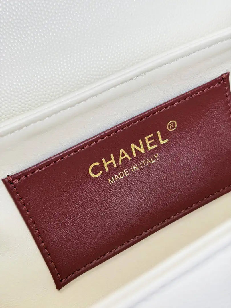 Chanel Small Bowling Bag Grained Shiny Calfskin AS6143 Whtie - Default Title - View 8