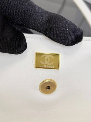 Chanel Small Bowling Bag Grained Shiny Calfskin AS6143 Whtie - Default Title - View 9