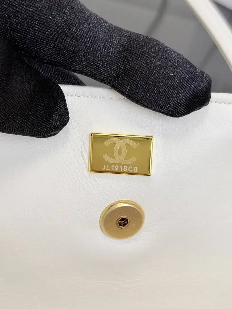 Chanel Small Bowling Bag Grained Shiny Calfskin AS6143 Whtie - Default Title - View 9