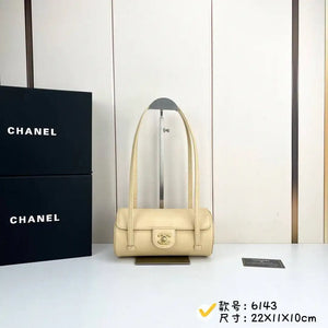 Chanel Small Bowling Bag Grained Shiny Calfskin AS6143 Apricot - Default Title - View 1