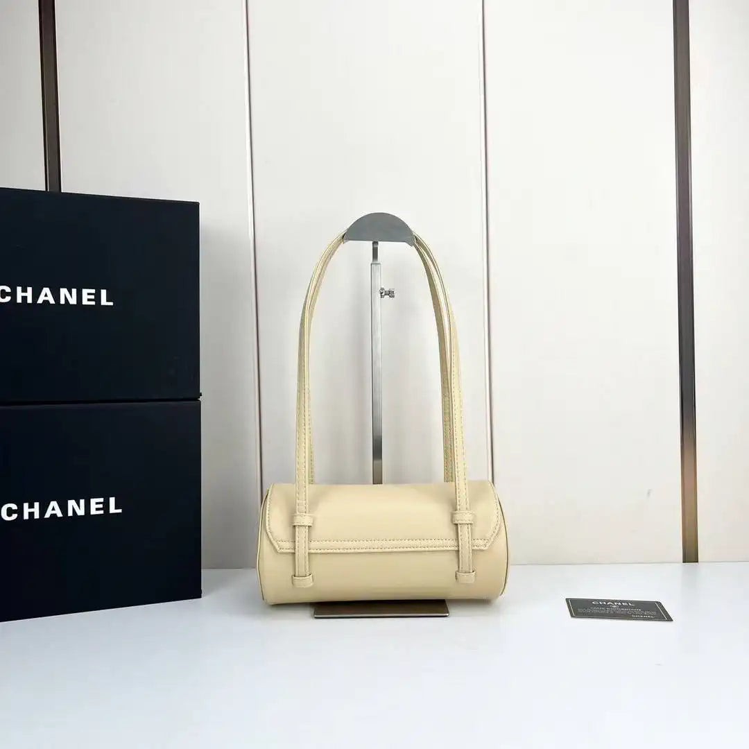 Chanel Small Bowling Bag Grained Shiny Calfskin AS6143 Apricot - Default Title - View 3