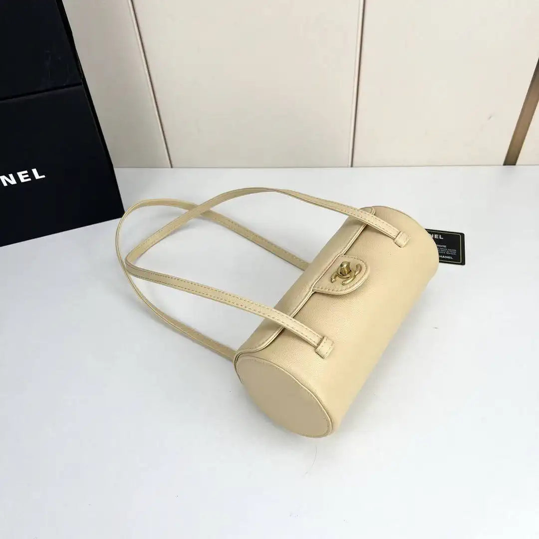 Chanel Small Bowling Bag Grained Shiny Calfskin AS6143 Apricot - Default Title - View 4